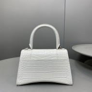 WOMEN'S HOURGLASS SMALL TOP HANDLE BAG Crocodile White High