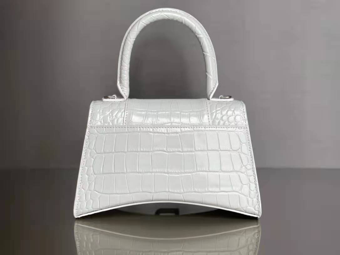 WOMEN'S HOURGLASS XS TOP HANDLE BAG Crocodile White High