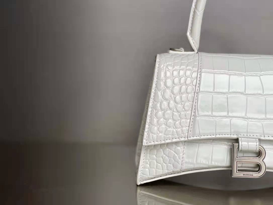 WOMEN'S HOURGLASS XS TOP HANDLE BAG Crocodile White High