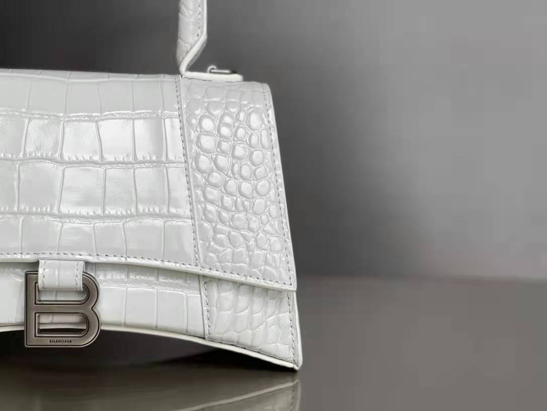 WOMEN'S HOURGLASS XS TOP HANDLE BAG Crocodile White High