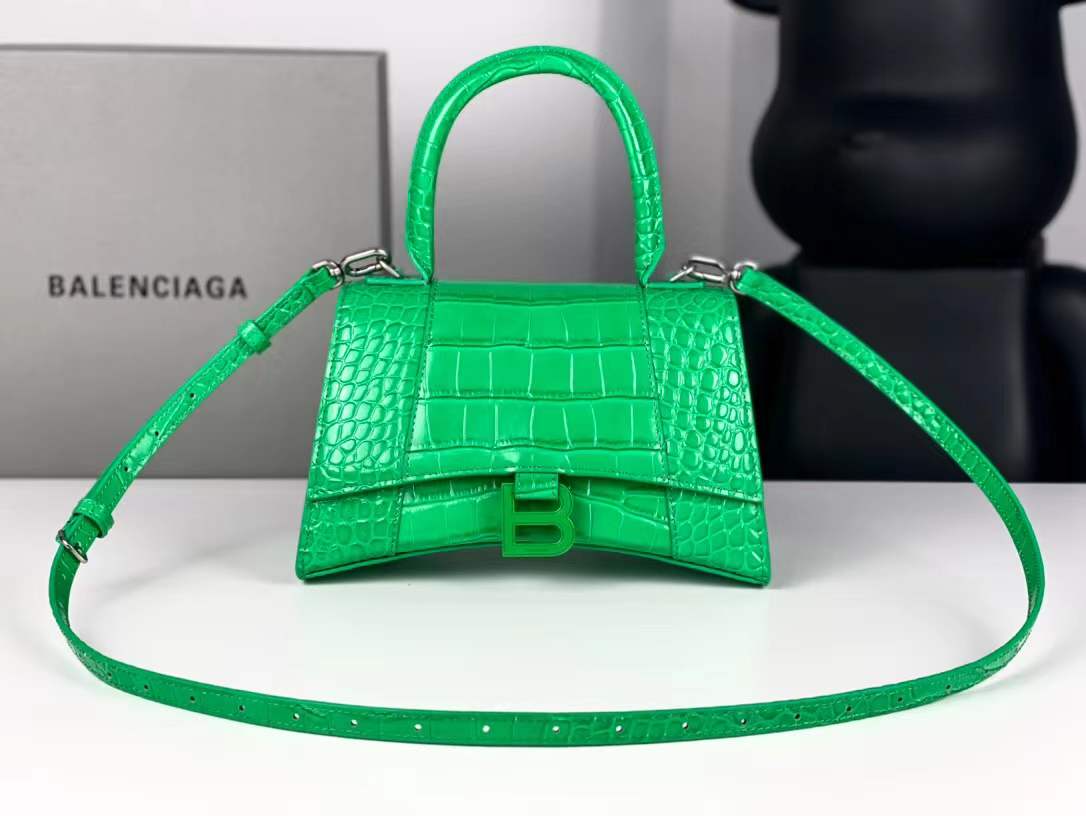 WOMEN'S HOURGLASS SMALL TOP HANDLE BAG Crocodile Green High