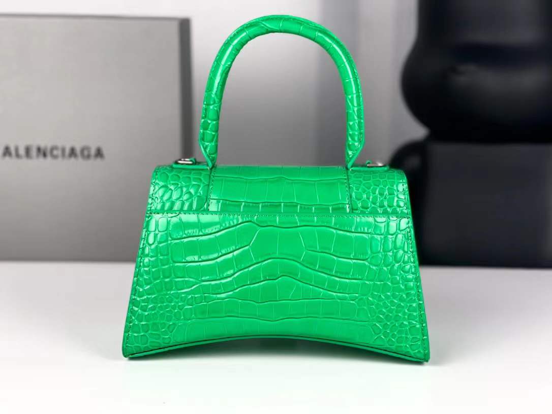 WOMEN'S HOURGLASS SMALL TOP HANDLE BAG Crocodile Green High