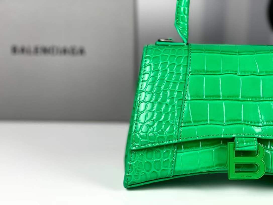 WOMEN'S HOURGLASS SMALL TOP HANDLE BAG Crocodile Green High