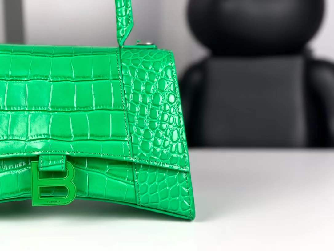 WOMEN'S HOURGLASS SMALL TOP HANDLE BAG Crocodile Green High