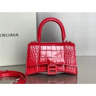 WOMEN'S HOURGLASS XS TOP HANDLE BAG Crocodile Red High