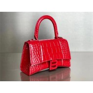 WOMEN'S HOURGLASS XS TOP HANDLE BAG Crocodile Red High