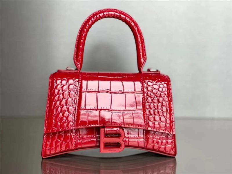 WOMEN'S HOURGLASS XS TOP HANDLE BAG Crocodile Red High