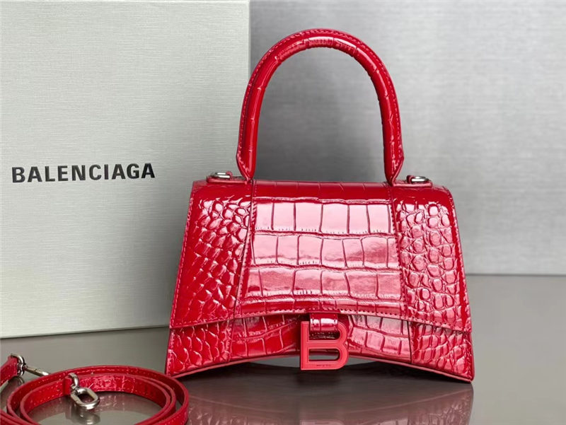 WOMEN'S HOURGLASS SMALL TOP HANDLE BAG Crocodile Red High