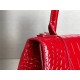 WOMEN'S HOURGLASS SMALL TOP HANDLE BAG Crocodile Red High