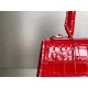 WOMEN'S HOURGLASS SMALL TOP HANDLE BAG Crocodile Red High