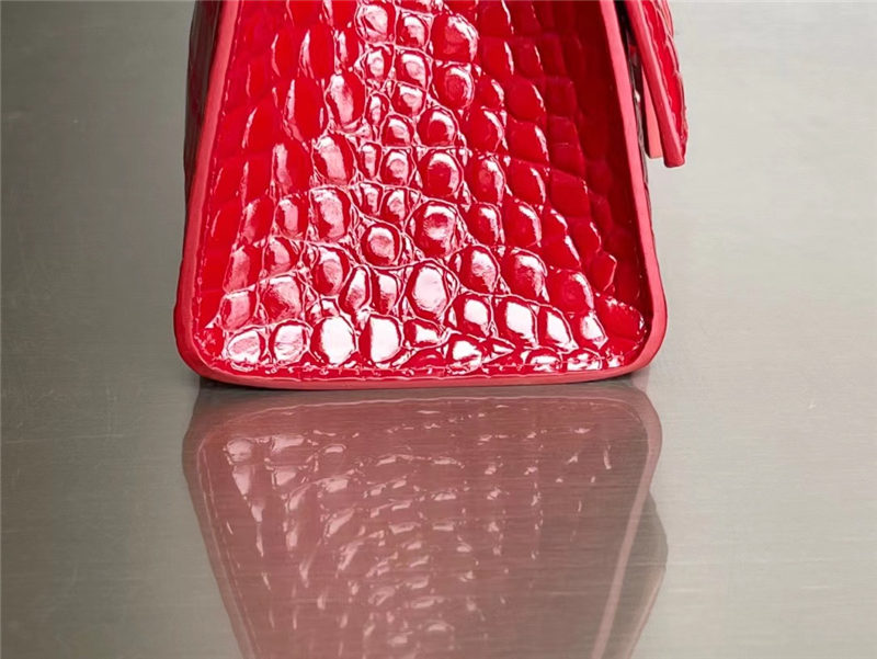 WOMEN'S HOURGLASS SMALL TOP HANDLE BAG Crocodile Red High