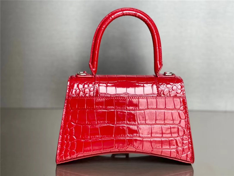 WOMEN'S HOURGLASS SMALL TOP HANDLE BAG Crocodile Red High