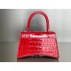 WOMEN'S HOURGLASS SMALL TOP HANDLE BAG Crocodile Red High