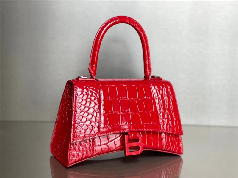 WOMEN'S HOURGLASS SMALL TOP HANDLE BAG Crocodile Red High