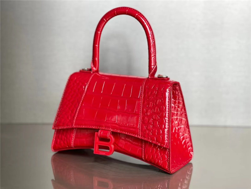 WOMEN'S HOURGLASS SMALL TOP HANDLE BAG Crocodile Red High