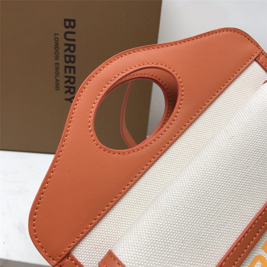 Mini Two-tone Canvas and Leather Pocket Bag Orange High