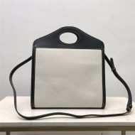 Small Logo Graphic Canvas and Leather Pocket Bag Black High