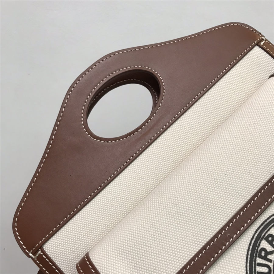 Small Logo Graphic Canvas and Leather Pocket Bag Tan High