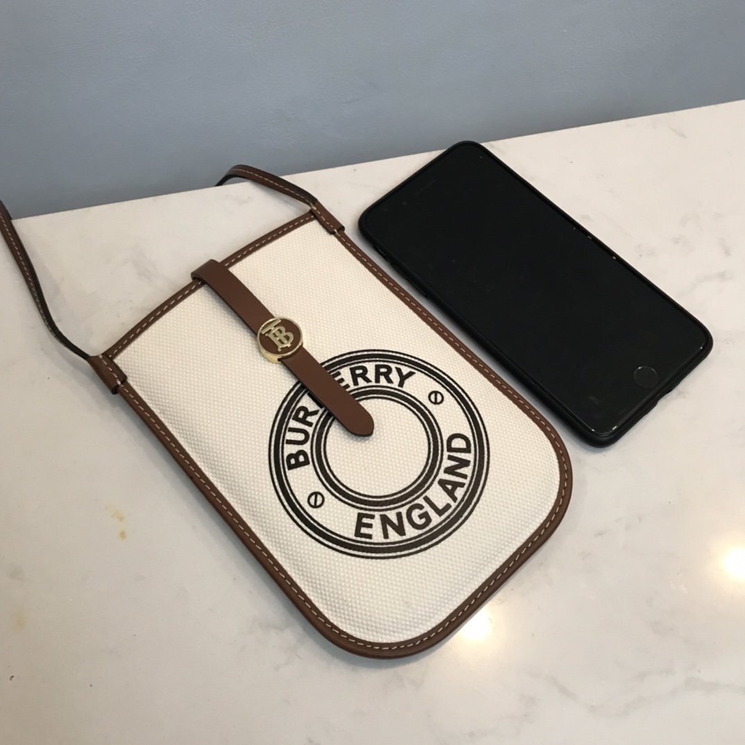 Logo Graphic Cotton Canvas Phone Case with Strap High