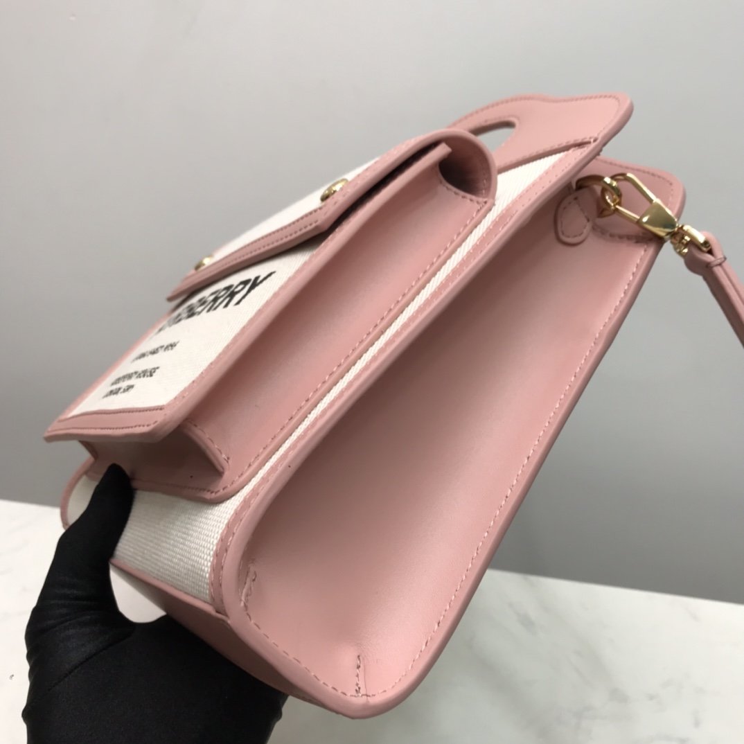 Mini Two-tone Canvas and Leather Pocket Bag Pink High