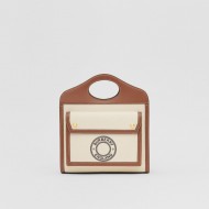 Mini Logo Graphic Canvas and Leather Pocket Bag Tan High