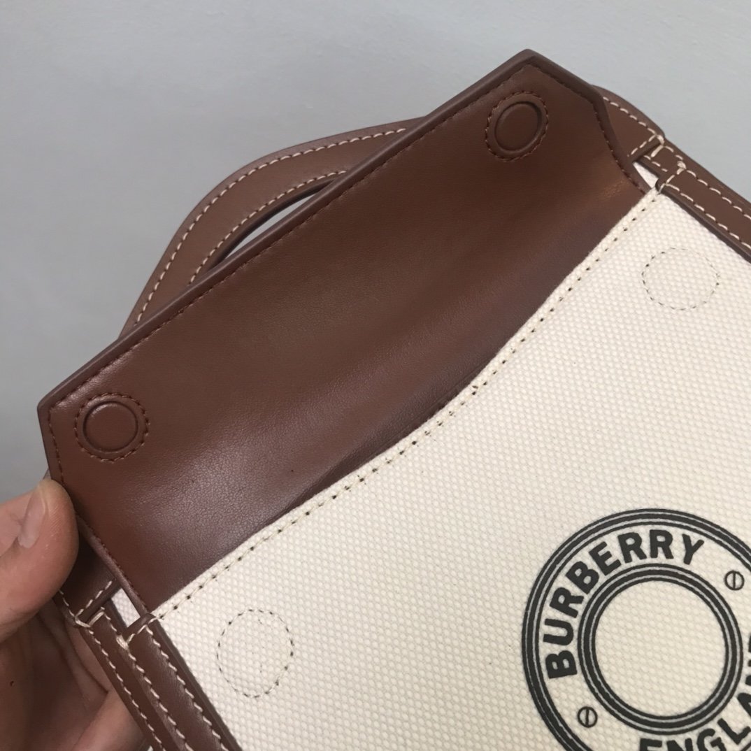 Mini Logo Graphic Canvas and Leather Pocket Bag Tan High