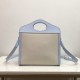 Mini Two-tone Canvas and Leather Pocket Bag Blue High