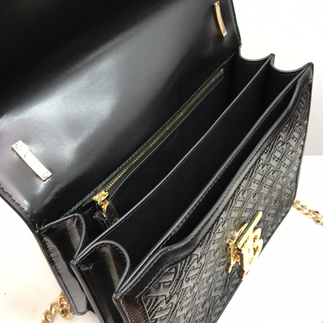 Medium Quilted Monogram Lambskin TB Bag Black High