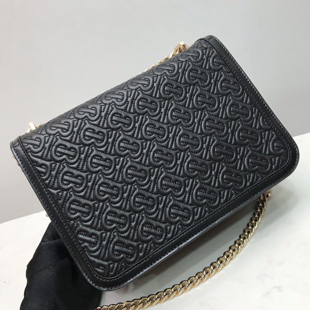 Medium Quilted Monogram Lambskin TB Bag Black High