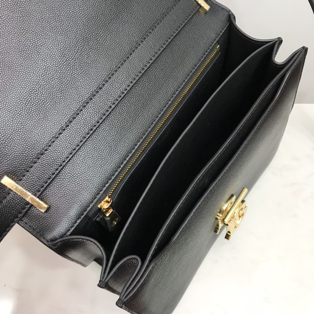 Medium Grainy Leather TB Bag Black High