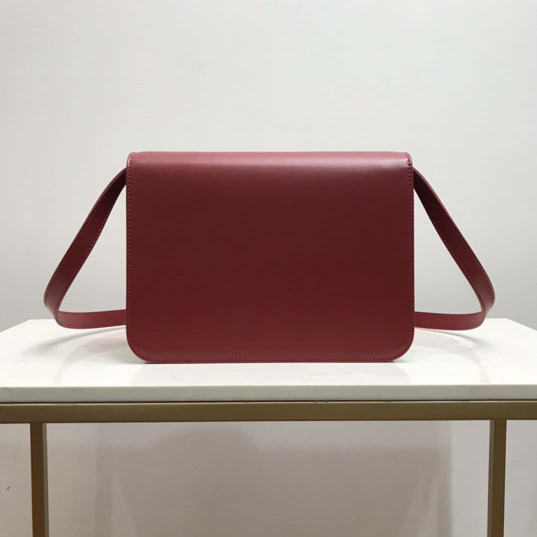 Medium Leather TB Bag Burgundy High