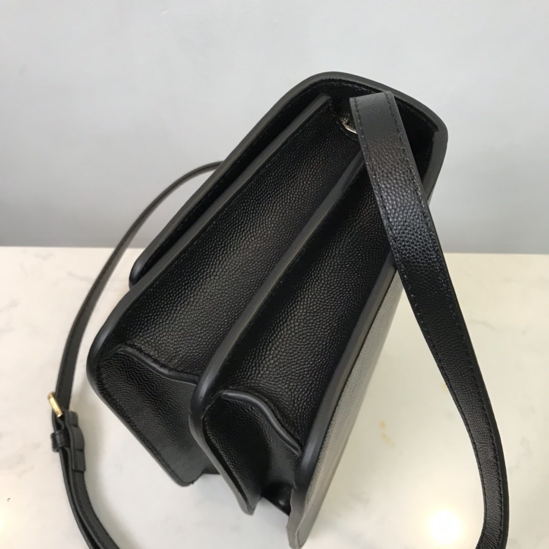 Small Grainy Leather TB Bag Black High