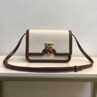 Small Tri-tone Canvas and Leather TB Bag Brown High