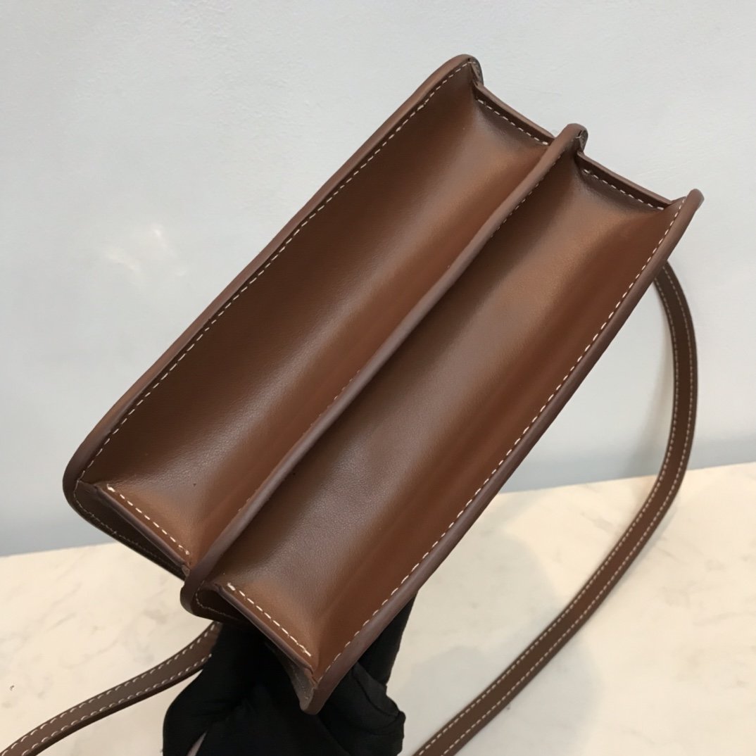 Small Tri-tone Canvas and Leather TB Bag Brown High