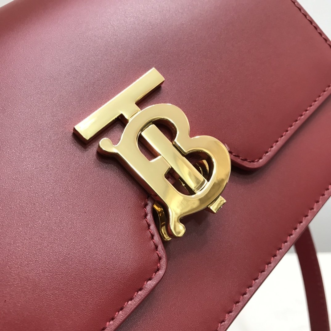 Small Leather TB Bag Small Burgundy High