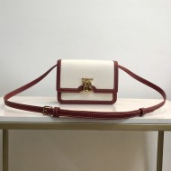 Mini Two-tone Canvas and Leather TB Bag Burgundy High