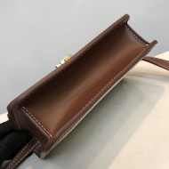 Mini Two-tone Canvas and Leather TB Bag Brown High