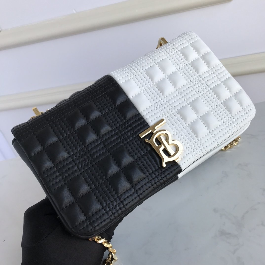 Small Quilted Two-tone Lambskin Lola Bag White Black High