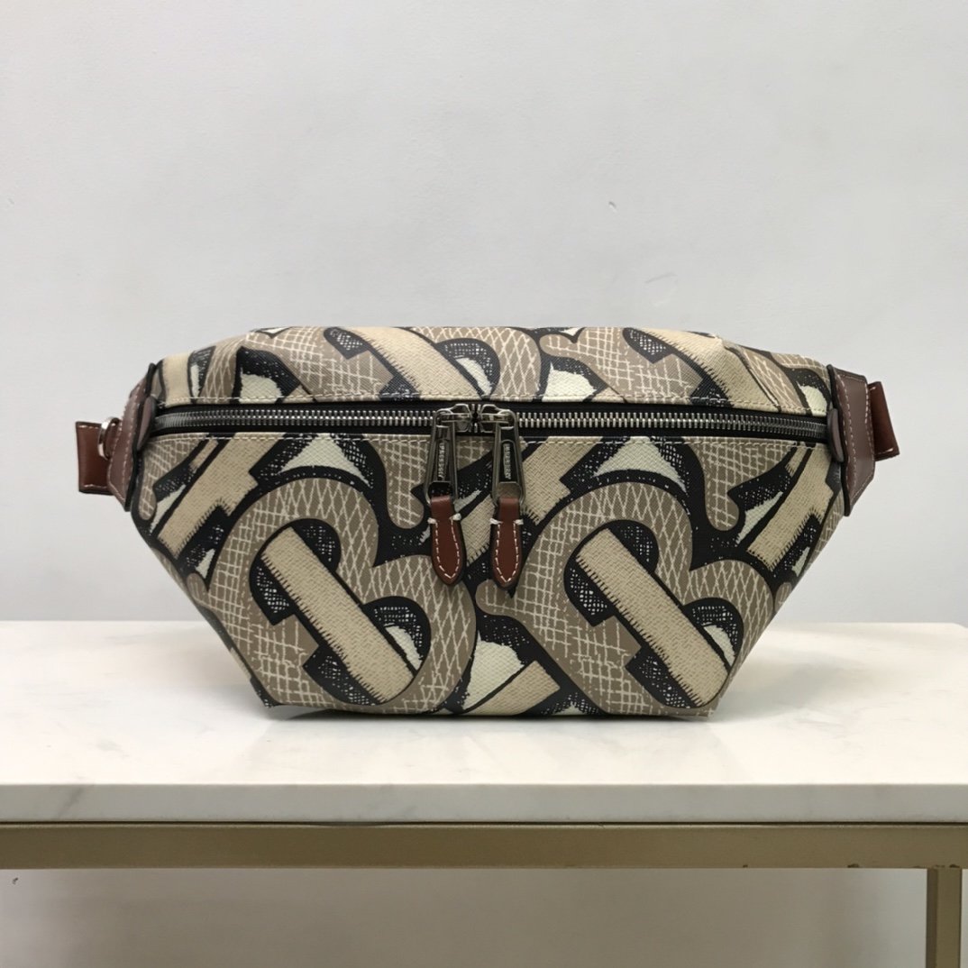 Monogram Print E-canvas Sonny Bum Bag Dark beige High