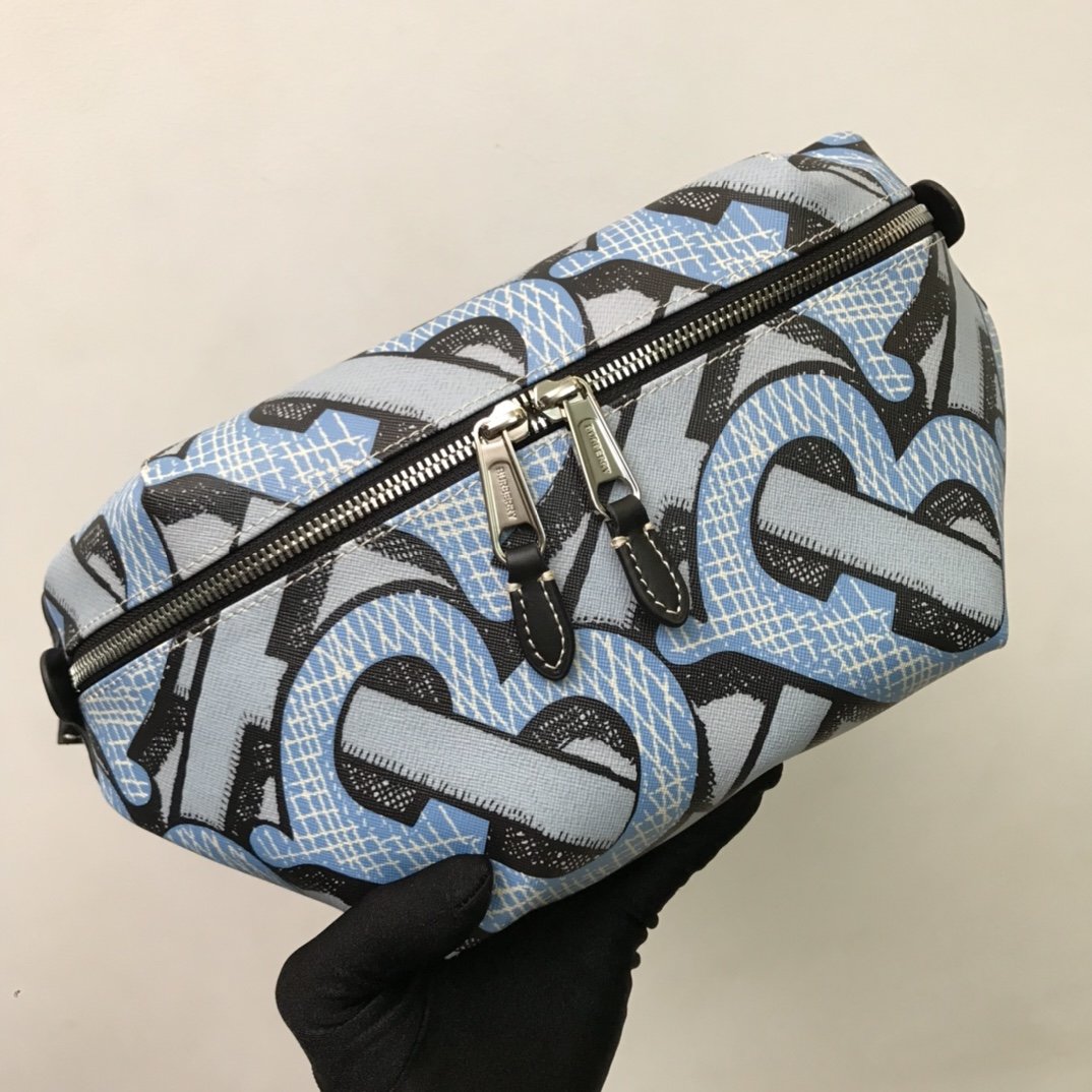 Monogram Print E-canvas Sonny Bum Bag Pale azure High