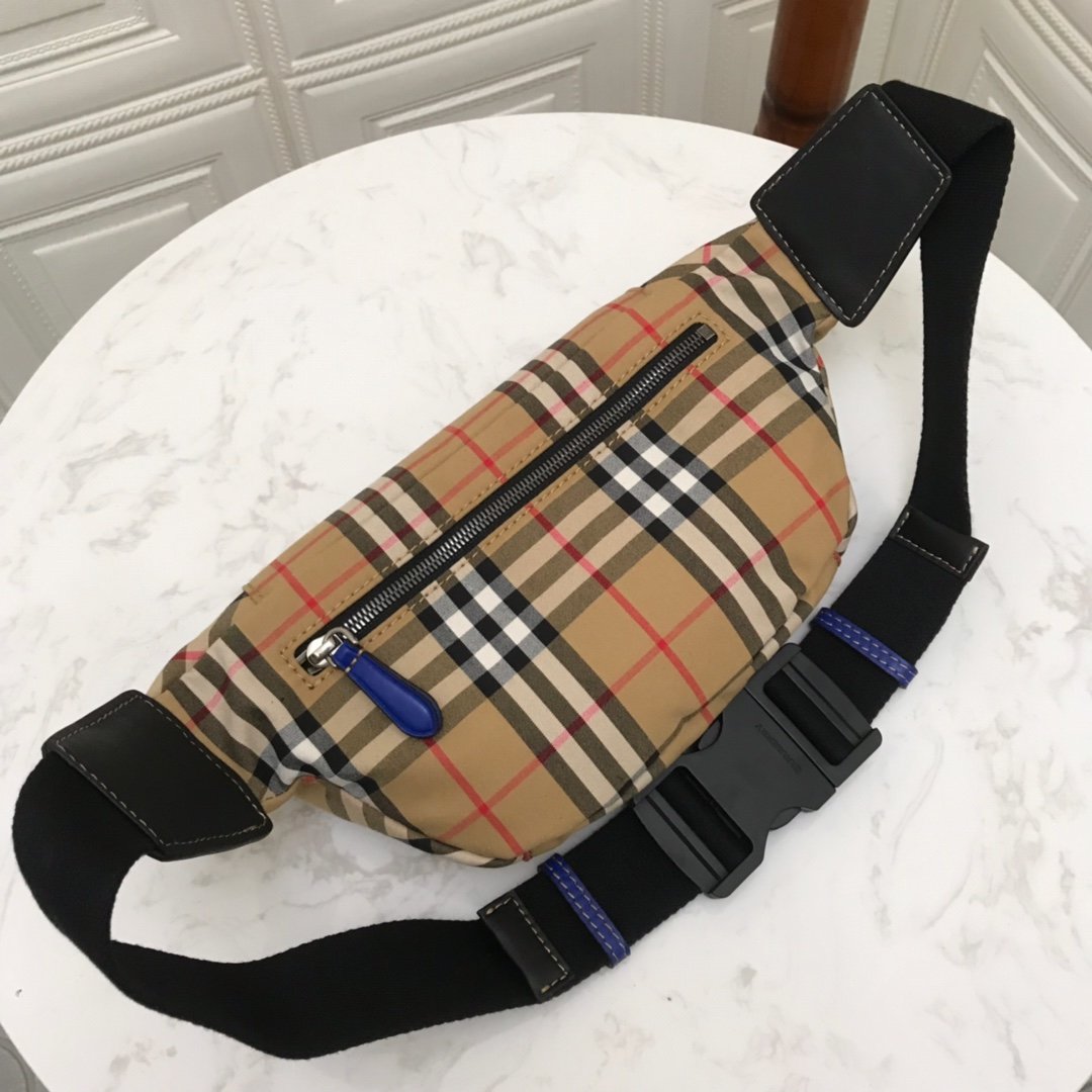 Medium Vintage Check Bonded Cotton Bum Bag Black Strap High