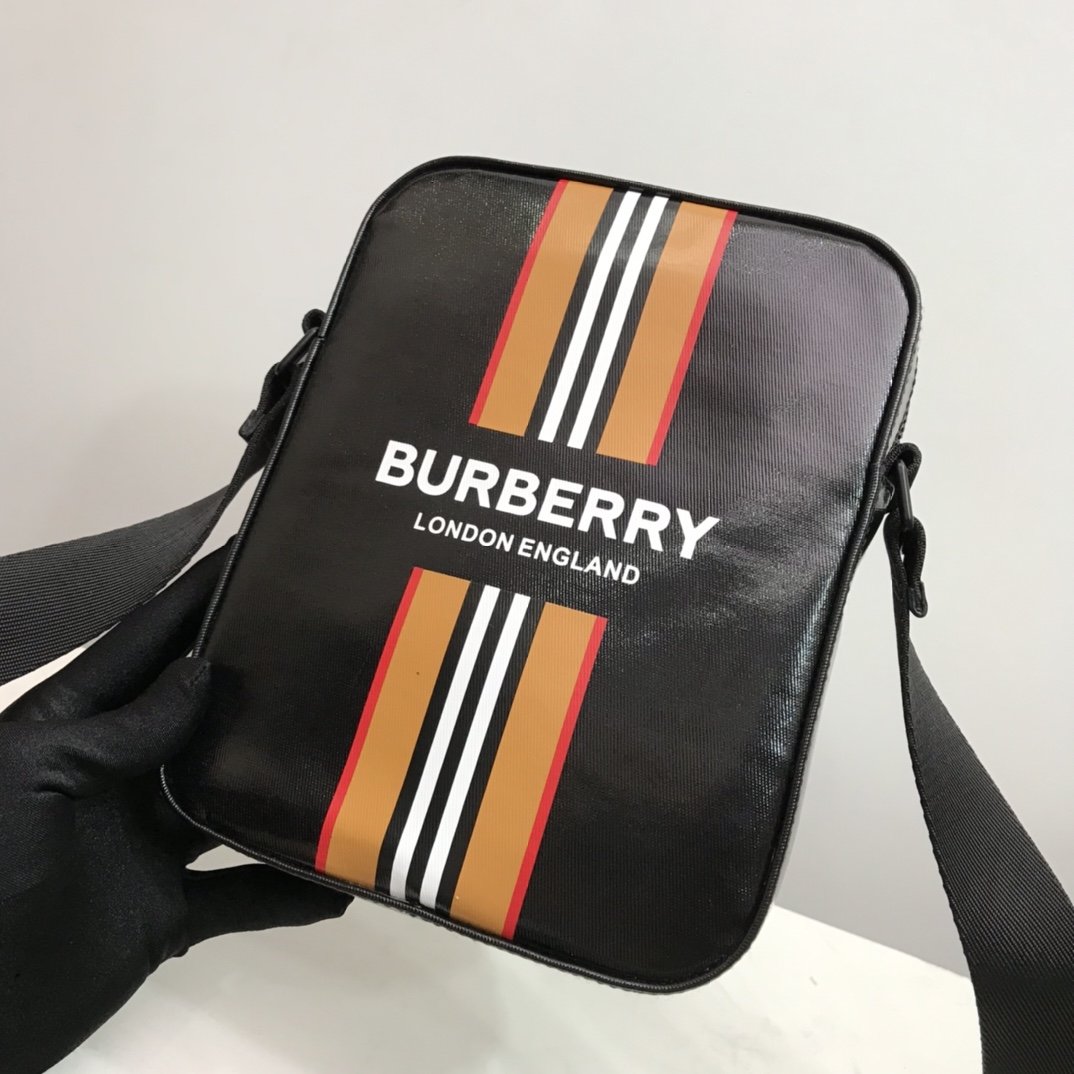 Logo and Icon Stripe Print Crossbody Bag High