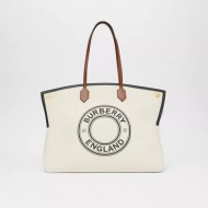 Large Logo Graphic Cotton Canvas Society Tote Natural High