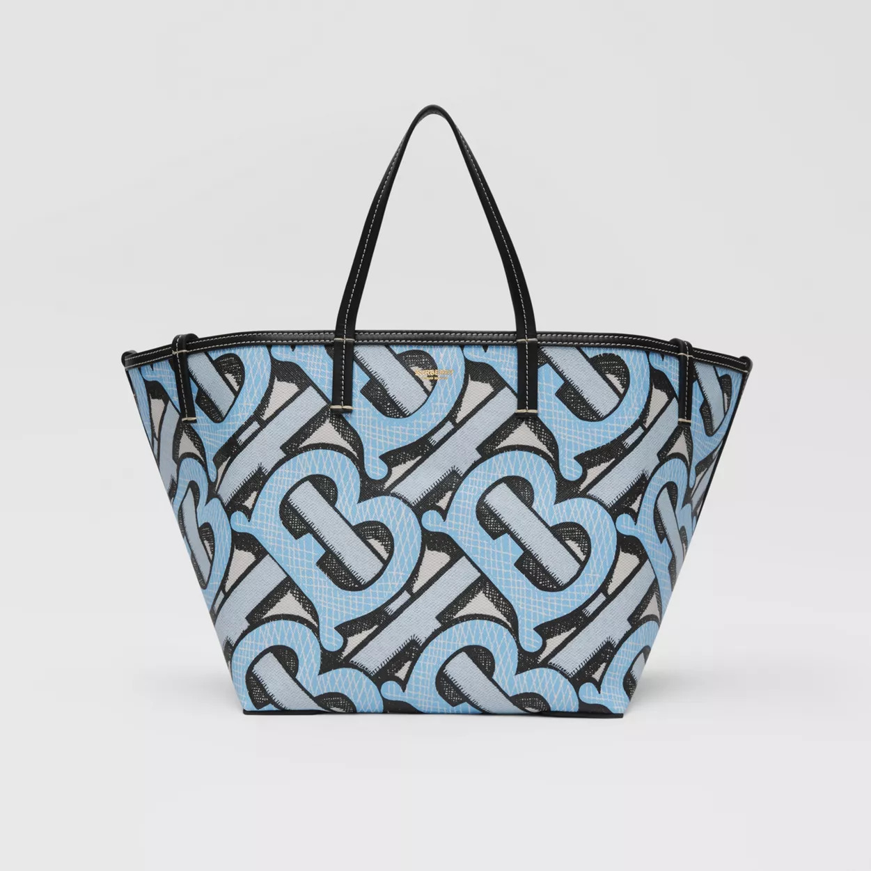 Mini Monogram Print E-canvas Beach Tote Pale azure High