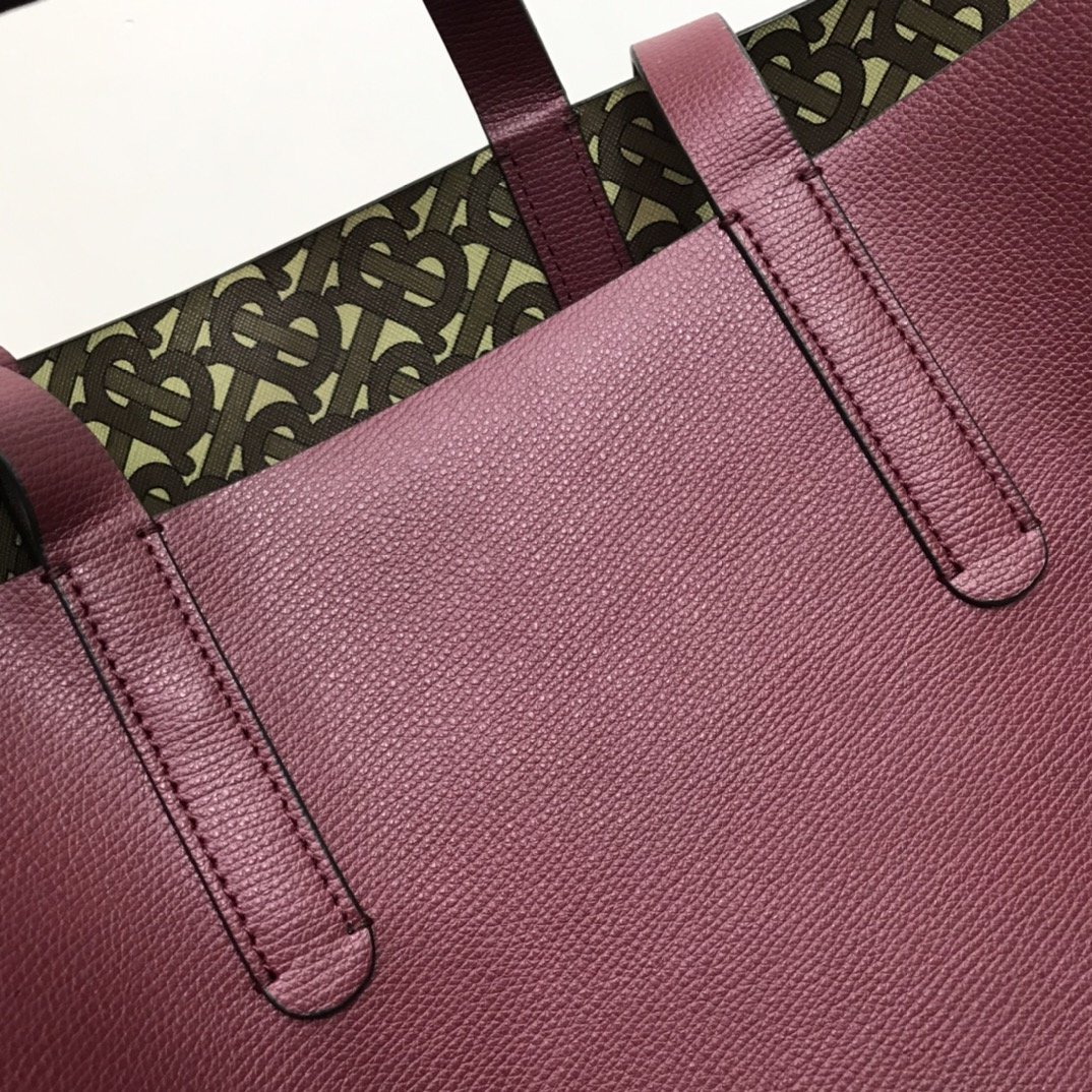 Burberry Leather Tote Burgundy High