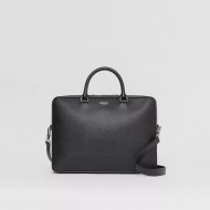 Grainy Leather Briefcase Black High