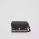 Leather and Vintage Check Note Crossbody Bag Black High