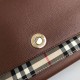 Leather and Vintage Check Note Crossbody Bag Tan High