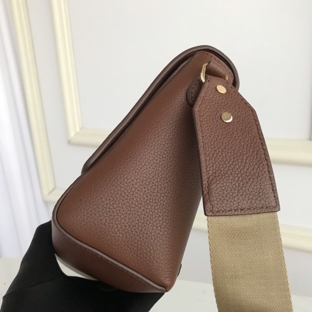 Leather and Vintage Check Note Crossbody Bag Tan High