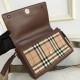 Leather and Vintage Check Note Crossbody Bag Tan High